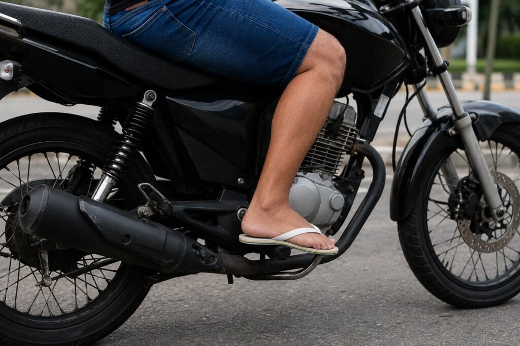 calçado na moto